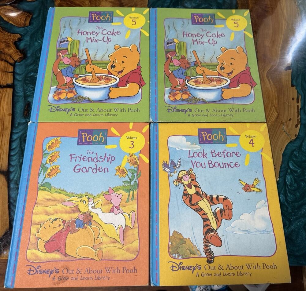 Disney’s Out & About With Pooh Grow and Learn Library Lot of 4 Books